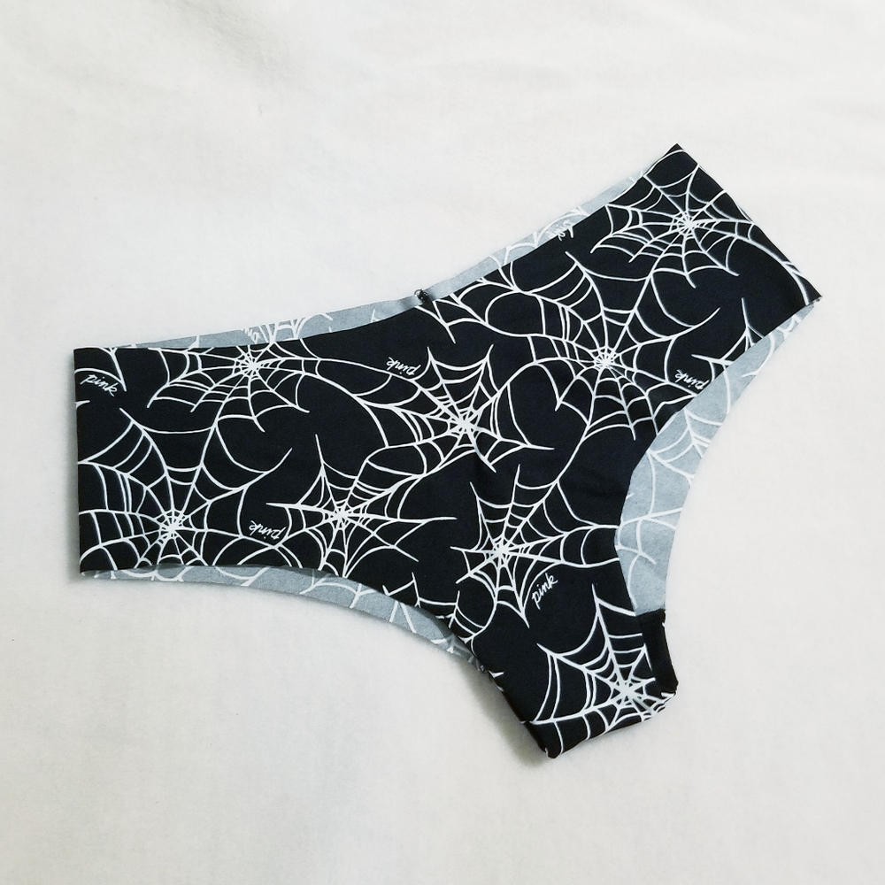 Victoria's Secret PINK Halloween Spider Web No Show Cheekster Panty NWT